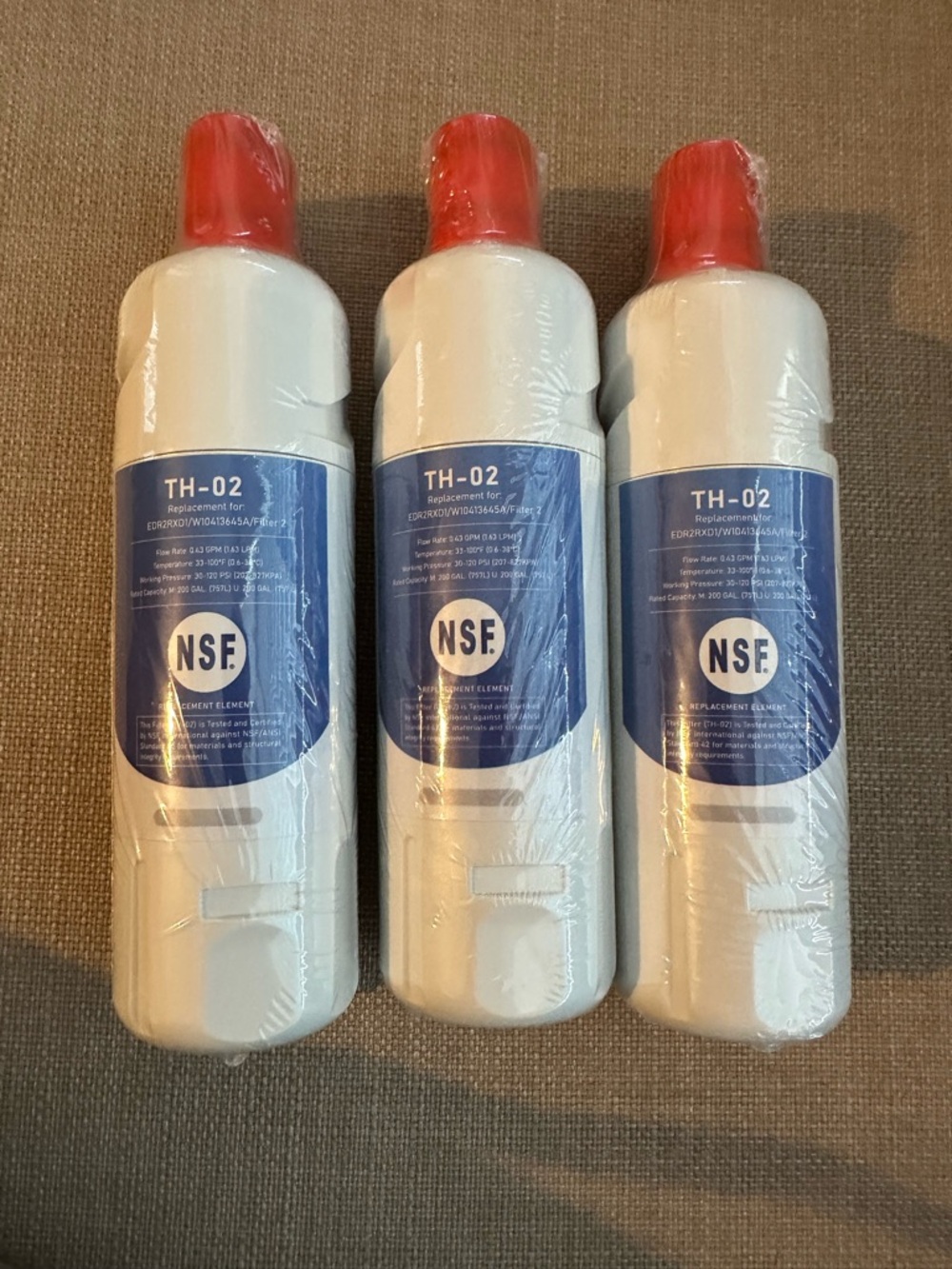 Teehay TH-02 Water Filter W10413645A/EDR2RXD1 Filter 2 pack of 3